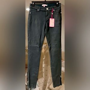 Ted Baker dark green wax finish skinny jeans size 26 NWT